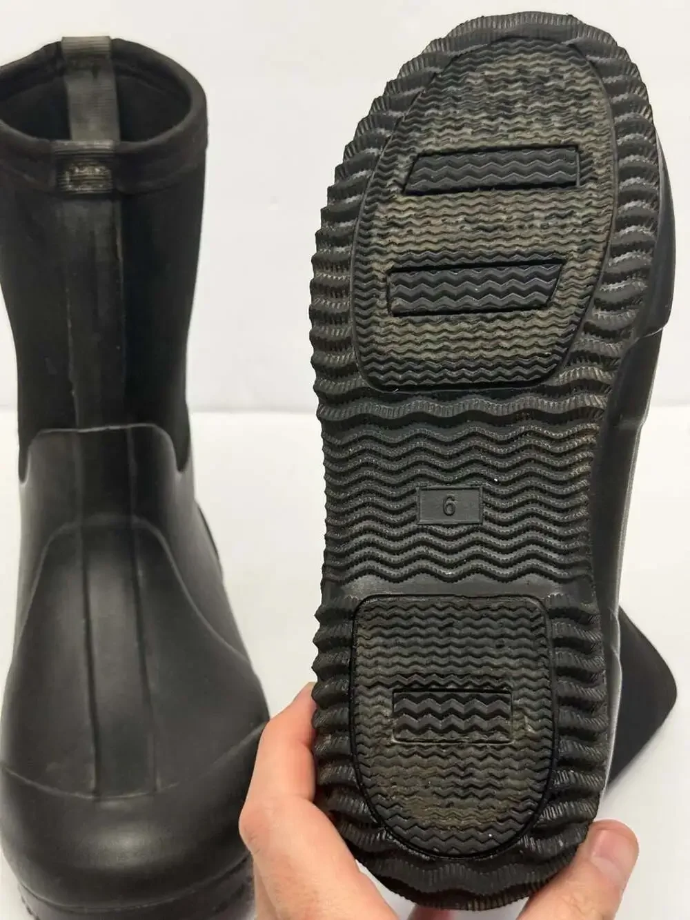 Ozark Trail Black Chore Rain Boots Water Resistant Big Kids Youth Size 6